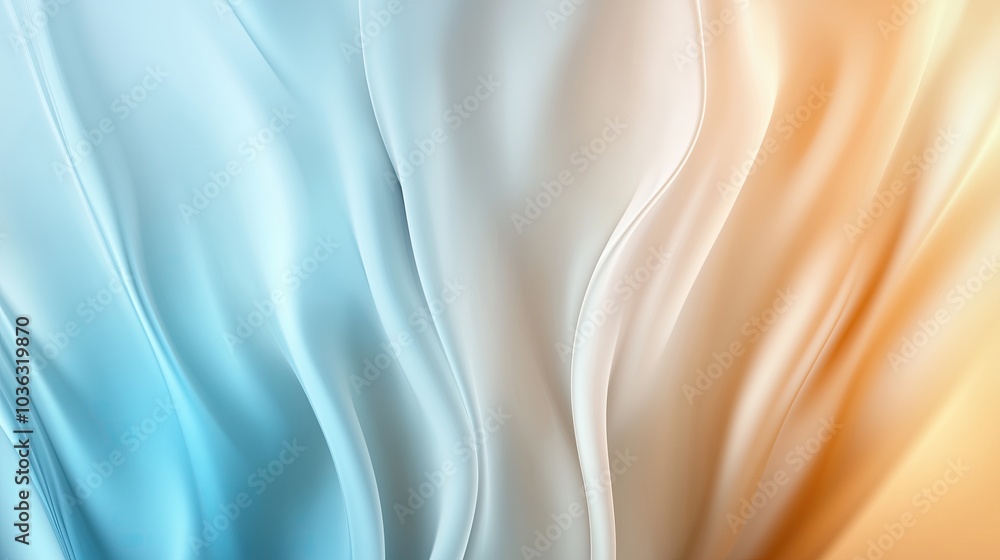 Aufkleber abstract flowing fabric in soft blue and cream colors creates a serene atmosphere with smooth gradie