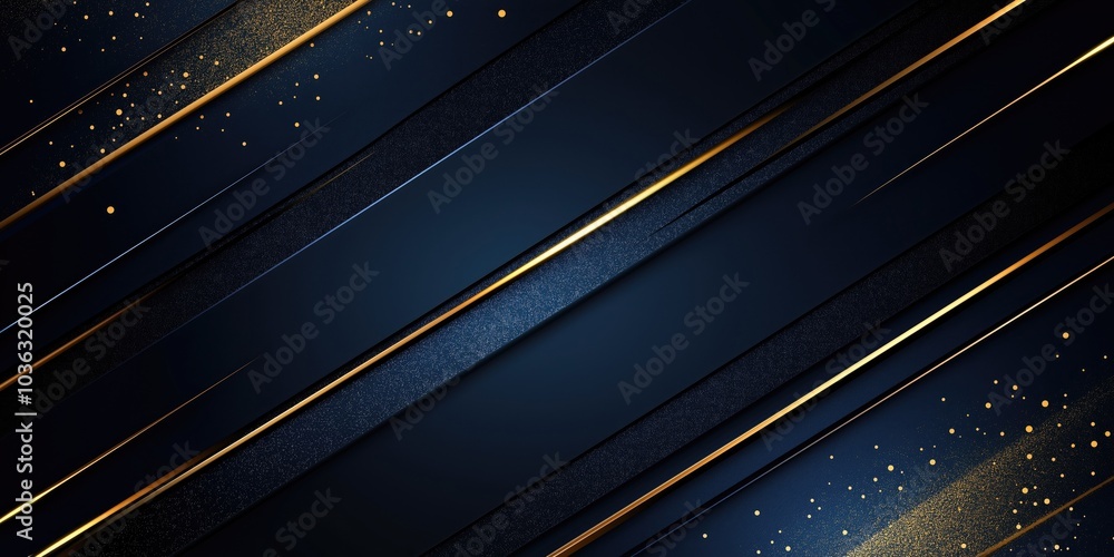 Poster abstract blue and gold background design featuring sleek lines and glowing particles creating a mode