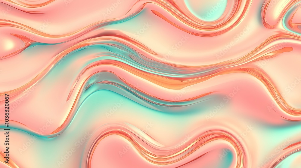 Aufkleber modern abstract background with smooth flowing shapes in soft pink and pale blue tones, calming atmo