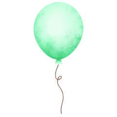 Watercolor green balloons illustration,balloon png,