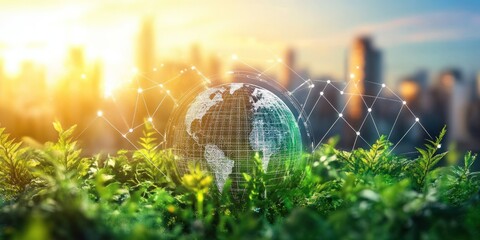 A business strategy for net zero carbon transformation, showcasing corporate sustainability goals and green finance initiatives