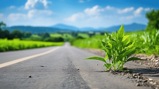 Resilient Plant Growing on an Abandoned Roadside