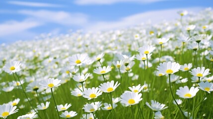 Bright Daisy Field Under Blue Sky