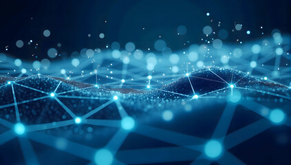 Obraz premium blue glowing point lights, futuristic shape abstract background