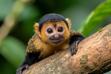 Obraz premium Nature, represented in a lush rainforest, with monkeys, birds, and dense plant life thriving in a balanced ecosystem