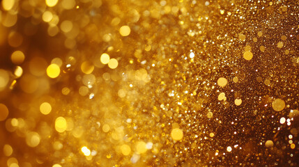 Golden bokeh background with water drops and defocused lights