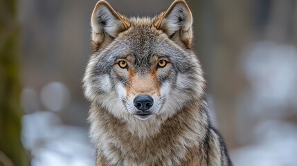 Fototapeta premium A wolf is staring at the camera