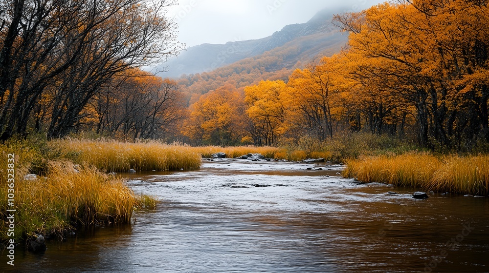 Canvas Prints a river running through a forest filled with trees