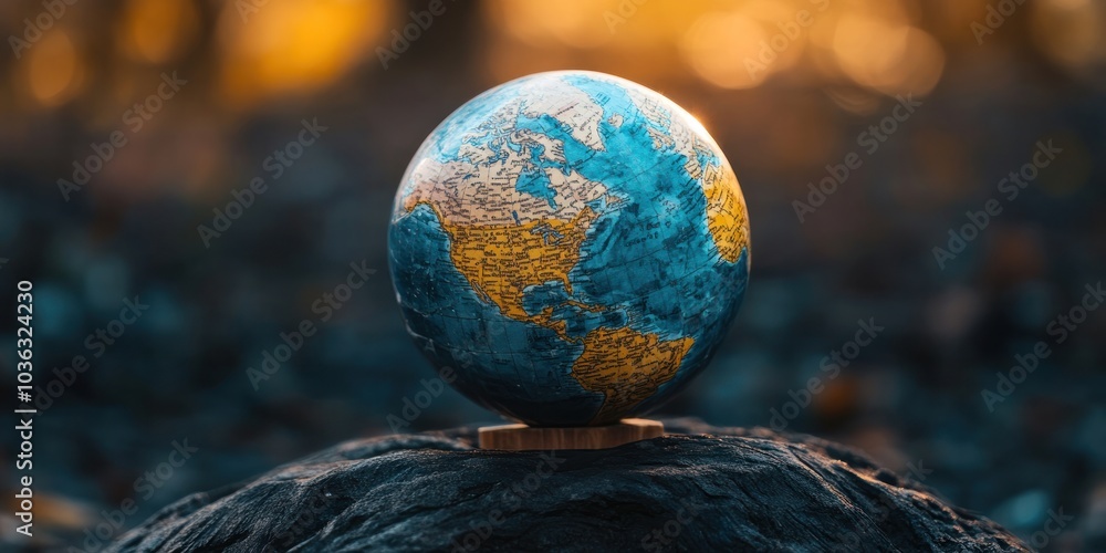 Poster climate change mitigation concept with a globe symbolizing decarbonization and co2 emission reductio