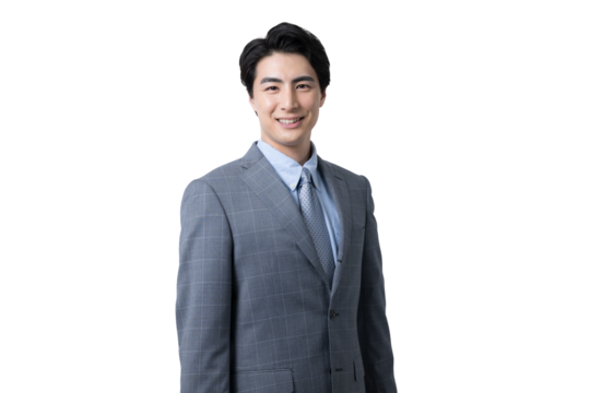 Young camera-ready businessman looking forward and smiling Background transparency - Powered by Adobe