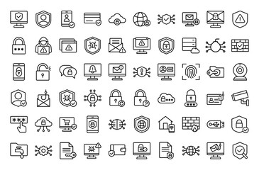 Cyber security line icons set. Vector line icons.