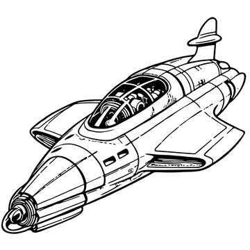 Linienzeichnung eines futuristischen Raumschiffs - Ki generiert