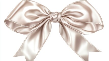 Naklejka premium Elegant Satin Bow Beige Isolated Decoration Wedding Gift Ribbon