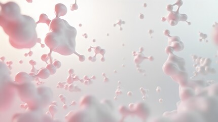 Naklejka premium Collagen Serum with Floating Liquid Bubbles in 3D. Skincare Cosmetic Cream Molecules Concept