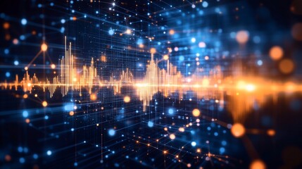 Obraz premium Abstract Digital Network with Data Flow and Glowing Lines