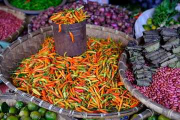 Indonesia Manado - Minahasa Regency - Traditional Market Tomohon - Chili peppers of varied colours - Chilli