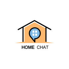 chat house logo illustration design template communication illustration vector line