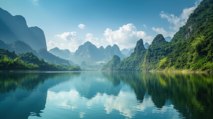 Fototapeta premium Serene Mountain Lake Reflection