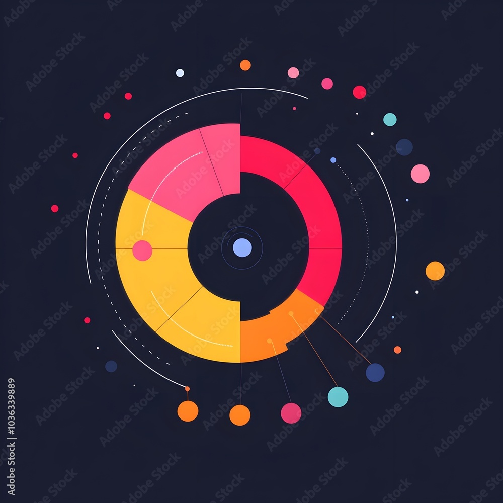Poster abstract colorful circular design with dots and lines
