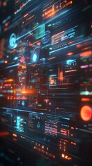 Fototapeta premium Futuristic Interface with Neon Lights and Digital Data