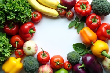 The image is a flat lay of various fresh vegetables.