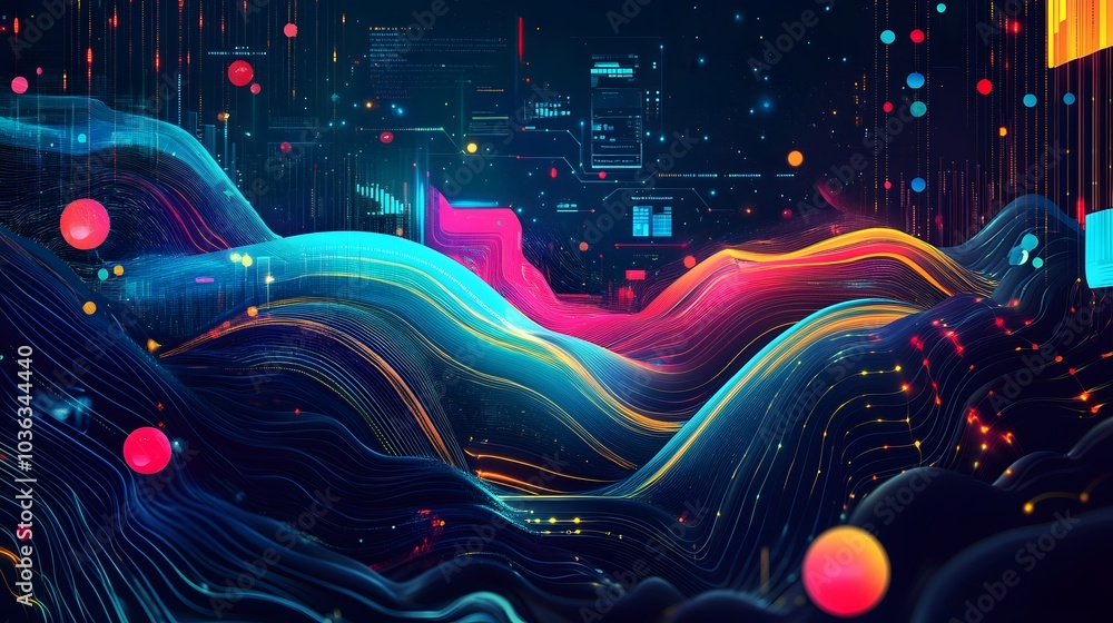 Poster big data stream futuristic infographic,digital futuristic technology in smart cloud server using ai 