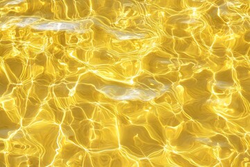 Golden yellow water surface reflecting light with abstract ripple patterns for liquid and texture design concept
