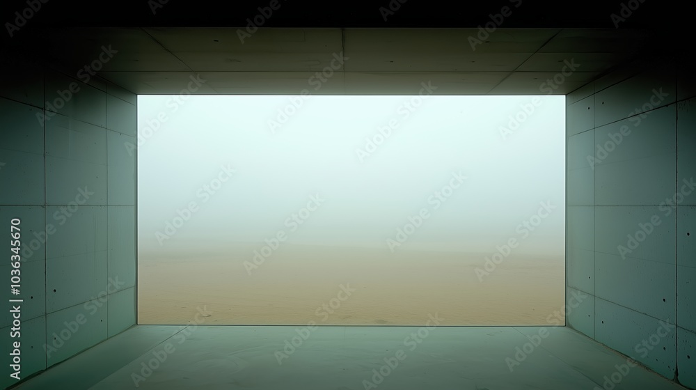 Poster large, empty room with a window that is open. the room is bare and the window is letting in a cool b