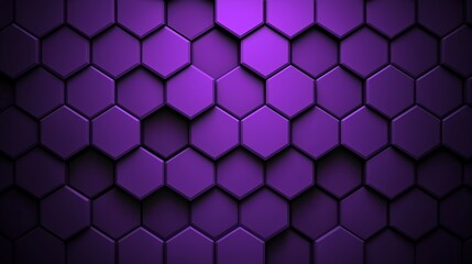Purple background with a pattern of purple hexagons. The hexagons are arranged in a way that creates a sense of depth and texture. Scene is one of sophistication and elegance, with the purple color