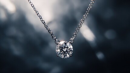 Elegant Diamond Necklace on Silver Chain