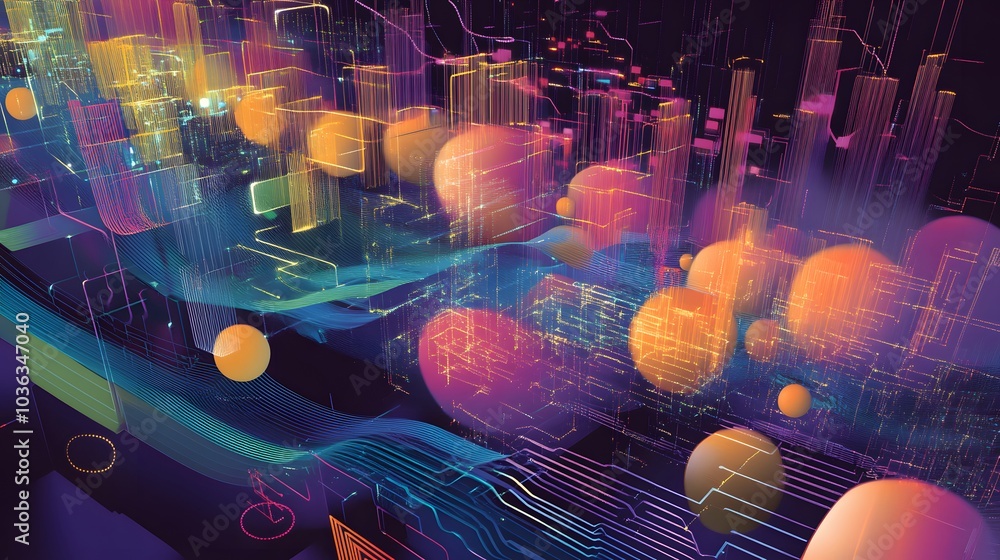 Aufkleber big data stream futuristic infographic,digital futuristic technology in smart cloud server using ai 