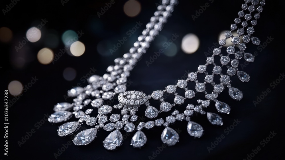 Poster a dazzling display of diamonds shining brightly on a dark surface, creating a sense of opulence and 