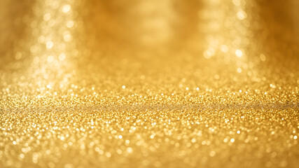 A sparkling, golden background with a layer of shimmering glitter, creating a sense of luxury and elegance, minimalist.
