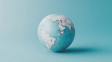 A detailed Earth globe set against a solid cyan background, perfect for environmental awareness themes.