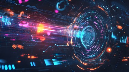Obraz premium Big data stream futuristic infographic,digital futuristic technology in smart cloud server using ai artificial intelligence,Colorful particle wave,Data sorting flow process,5g,bigdata,iot,digital twin