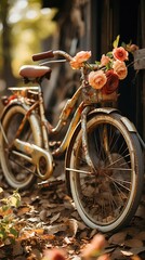Rustic bicycle with flowers