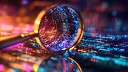 Magnifying glass on digital data patterns for information search and analysis processes
