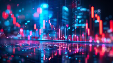 A vibrant digital representation of financial data with colorful charts and graphs.