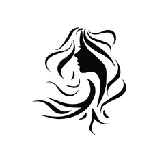 Stunning female face silhouette in profile. Isolated vector illustration of female face. on white background.
