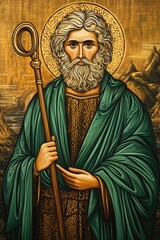 Fototapeta premium The calling of Andrew: a portrayal of the apostle chosen by Jesus, known as the first-called, symbolizing faith and devotion in early Christianity, reflecting his significant role among the twelve.