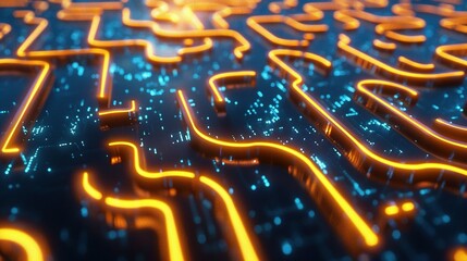 Navigating Challenges: A 3D Labyrinth Maze with a Glowing Path