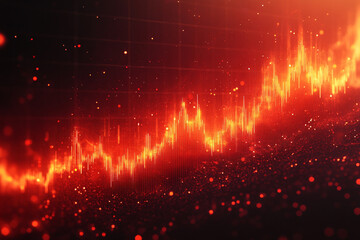 A red and black background with a red line that is going up and down