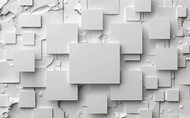White Blank Business Cards Grid on White Background, 3D Rendering High Resolution Photography