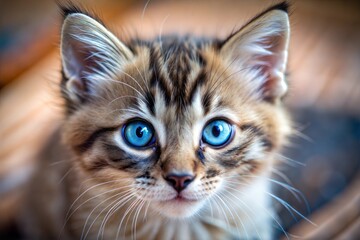 Adorable kitten with blue eyes in farm cute wallpaper