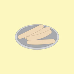 Traditional Malaysia fish cracker snack Keropok Lekor vector illustration