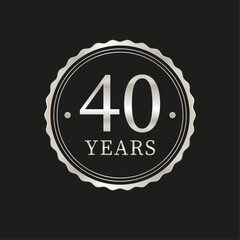 40 years for celebration events, anniversary, commemorative date. metallic beige logo badge stamp