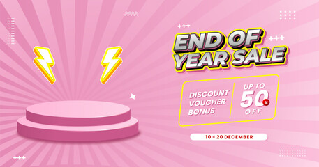 Year-end promo banner with podium