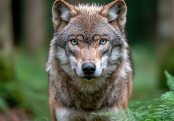 Fototapeta premium Captivating wolf in the forest
