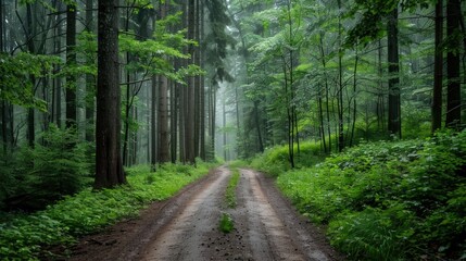 Fototapeta premium Misty Forest Path