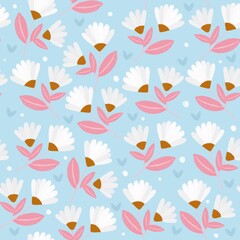 seamless pattern with white flowers